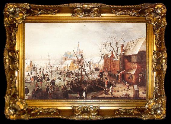 framed  AVERCAMP, Hendrick Winter Scene at Yselmuiden  hhh, ta009-2